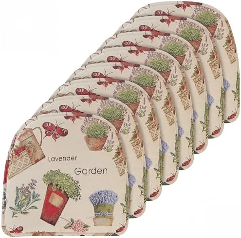 Klear Vu Raindrop The Gripper Non Slip Chair Cushions, Soft & Comfortable Seat Pad, Sitting Pillow for Kitchen, Dining or Office, 8 Count (Pack of 1), Garden Gala