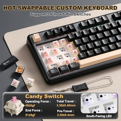 YUNZII B98 PRO 96% Wireless Mechanical Keyboard (Black, Candy Switch)