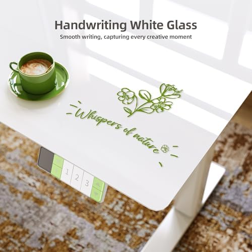 Claiks Glass Standing Desk with Drawers 55x24 Inch Super White