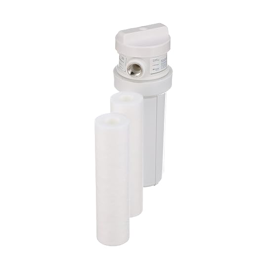 Watts Premier White Whole House Water Filtration Kit with Built-in Bypass Valve, Filter Housing, Three 50-Micron Sediment Filters, Mounting Bracket, Wrench