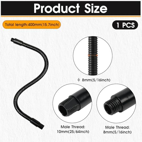 15.7" Gooseneck Tubing Flexible 5/16"×25/64" Male thread Alloy Steel Metal Arm Universal Bendable Extension Hose for DIY Lamps Microphone Stands Inspection Cameras