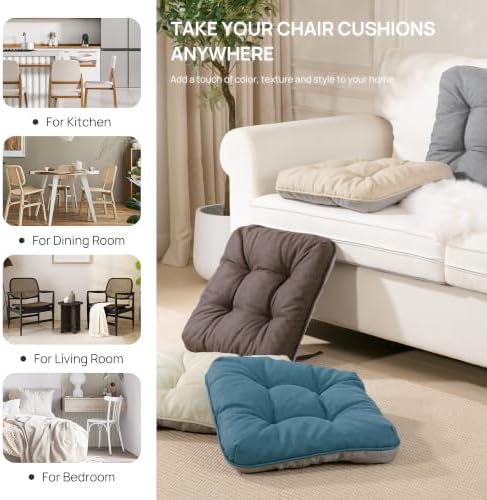 Love's cabin Memory Foam Chair Cushions Set of 4, 19 Inch, Brown