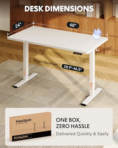 FLEXISPOT EN1 48"x24" One-Piece Standing Desk, White