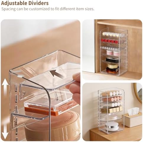 PAVSTINE 2 Pack Medicine Cabinet Organizer with Adjustable Dividers, Clear