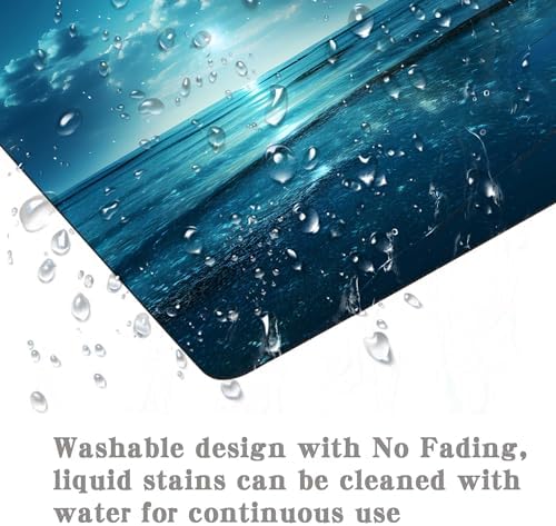 Ocean Mouse Pad, Quiet Night Moon Illuminating The Clear Blue Ocean Mousepad,Square Waterproof Mouse Mat Non-Slip Rubber Base Mousepad,Mouse Pads for Desk Computer Laptop Desk Accessories