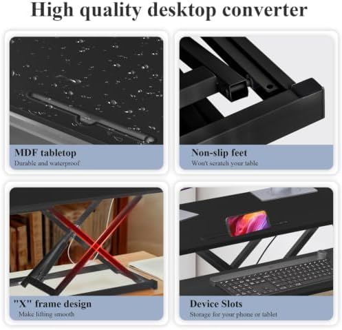 38" Desk Converter, Height Adjustable Sit to Stand Riser