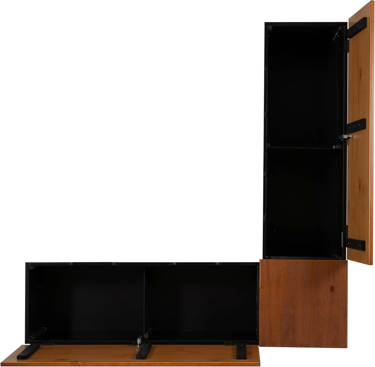 Harris Black and Walnut Backless Kitchen Dining Nook with Hidden Storage Bench Space