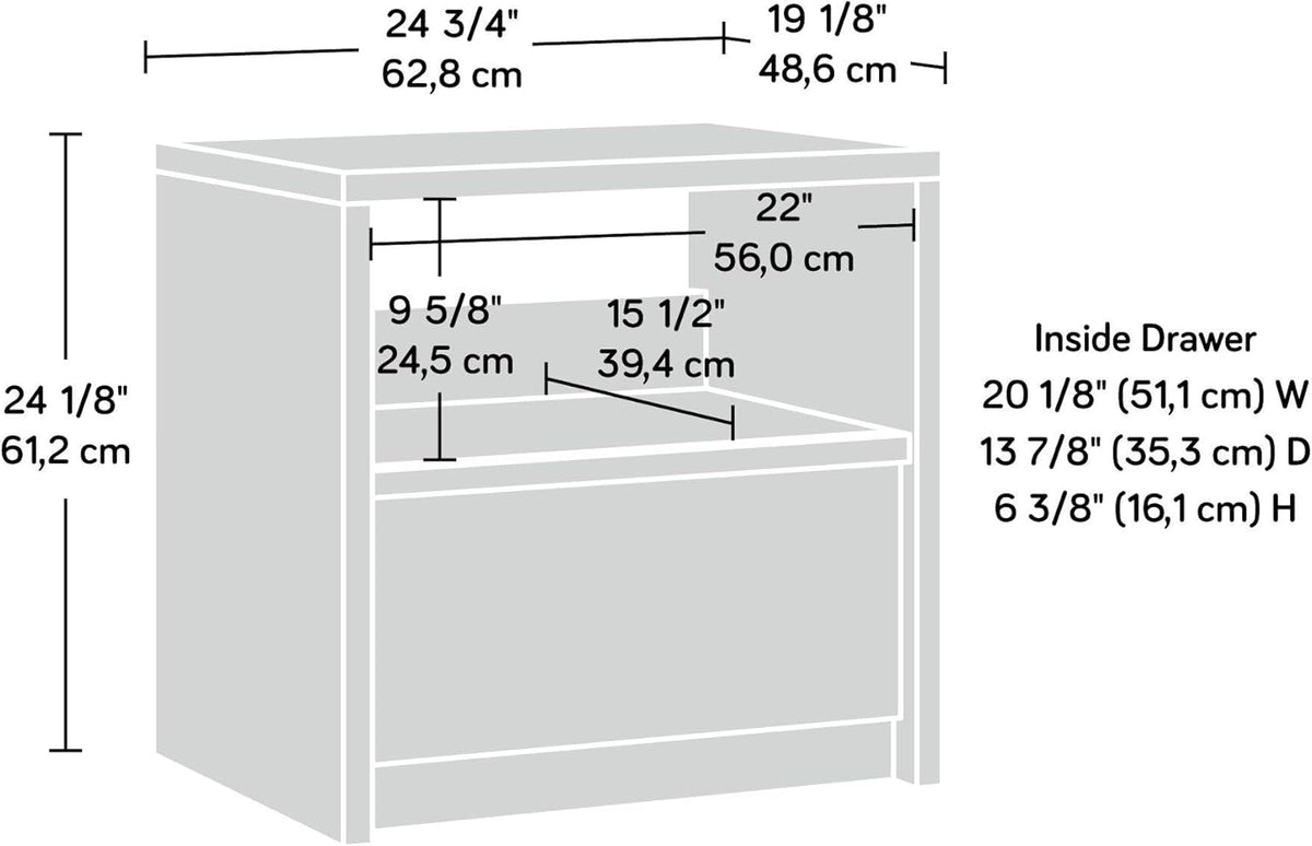 Harvey Park Night Stand with Easy Gliding Drawer, Walnut Bedside Table - Grand Walnut Finish