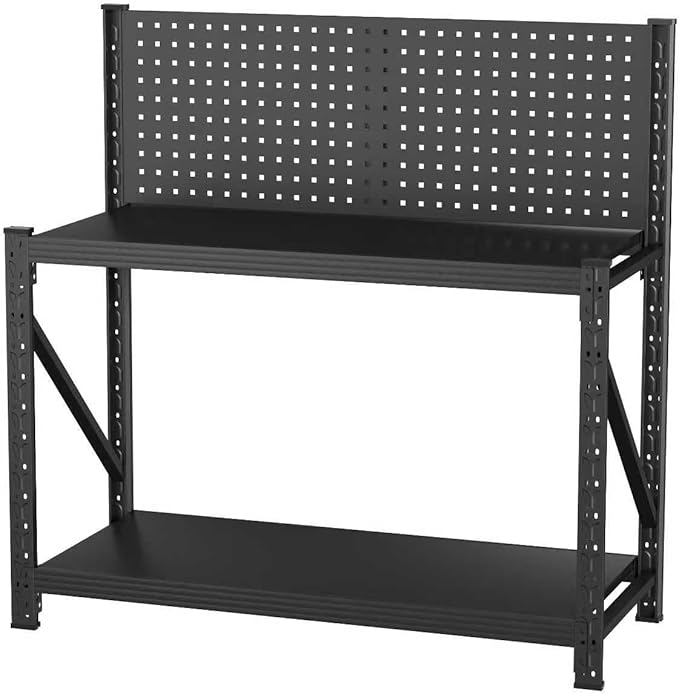 10 Sets Storage Shelves with Pegboard,Heavy Duty Garage Shelving Units and Storage,Metal Shelving Adjustable Shelves,Garage Storage Rack,Industrial Utility Shelf For Kitchen,Pantry 47.2"H*33.46"W*18"D