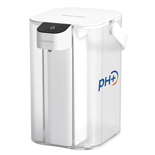 Waterdrop ED01AW Alkaline Electric Water Filter Pitcher, 15-Cup, White | Rechargeable Water Dispenser with 1 Filter, Instant 200-Gallon Countertop Purifier, Reduce PFOA/PFOS, Chlorine, Lead