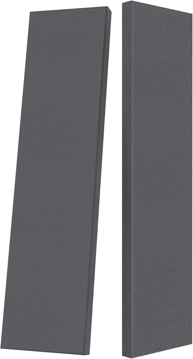 2” Thick Acoustic Panels with Hanging Brackets to the Wall, 2 PCS 47.2” x 11.8” Fiberglass Sound Absorbing Panels for Home Theater Church Office Wall or Ceiling, Medium Grey