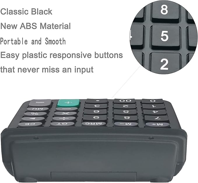 Calculators, BESTWYA 12-Digit Dual Power Handheld Desktop Calculator with Large LCD Display Big Sensitive Button (Black, Pack of 6)
