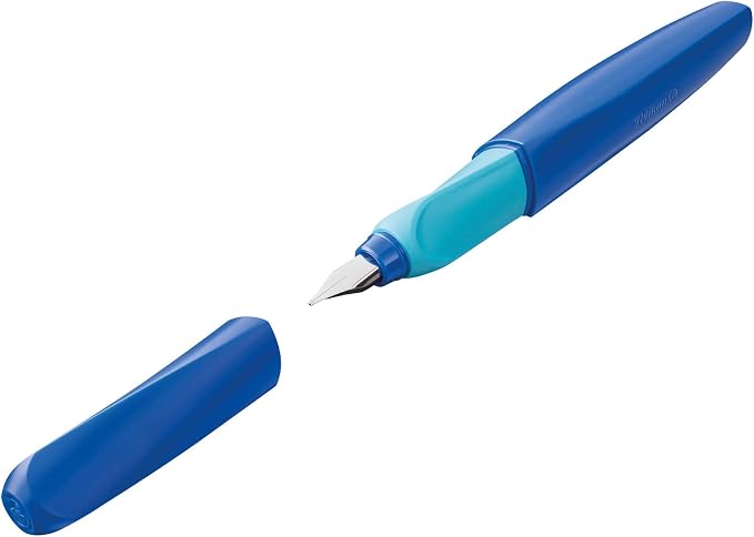 Pelikan Twist Fountain Pen with 1 Ink Cartridge, Medium Nib, Deep Blue, Boxed (814737)