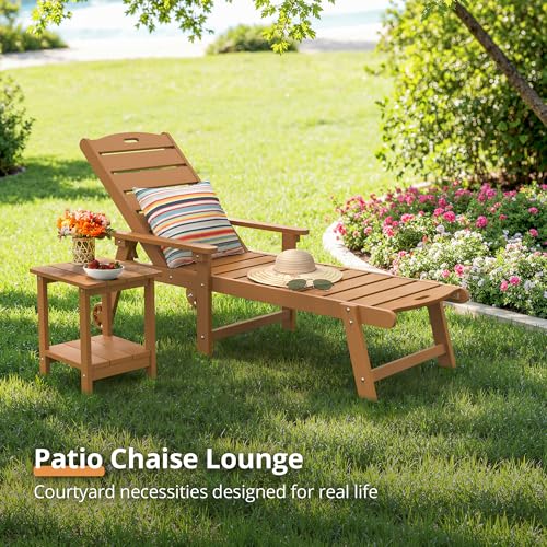 Outdoor Chaise Lounge, 5‑Position, 2‑Pack, Teak Color