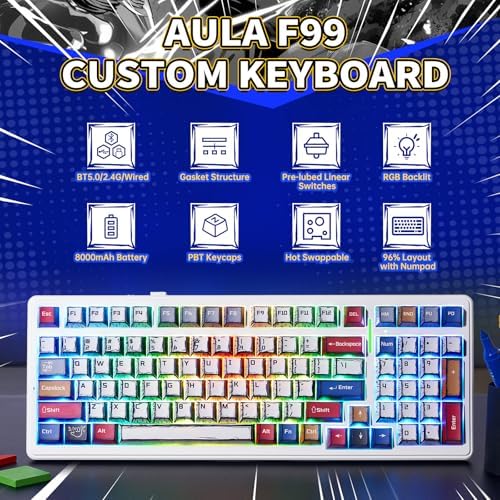 Aula F99 Wireless Mechanical Keyboard Creamy Computer Gaming Keyboards