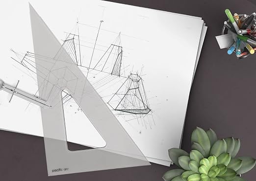 Pacific Arc's Scholastic Triangle - 6 inch - Smoke - 30/60 Angle - Polystyrene - Inking Edge - Technical Drawing Tools, Drafting, Architect and Engineering.