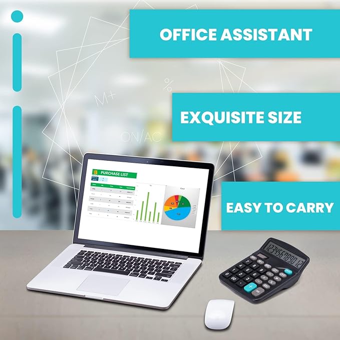 LICHAMP Desk Calculators with Big Buttons and Large Display, Office Desktop Calculator Basic 12 Digit with Solar Power and AA Battery (Included), 6 Bulk Pack
