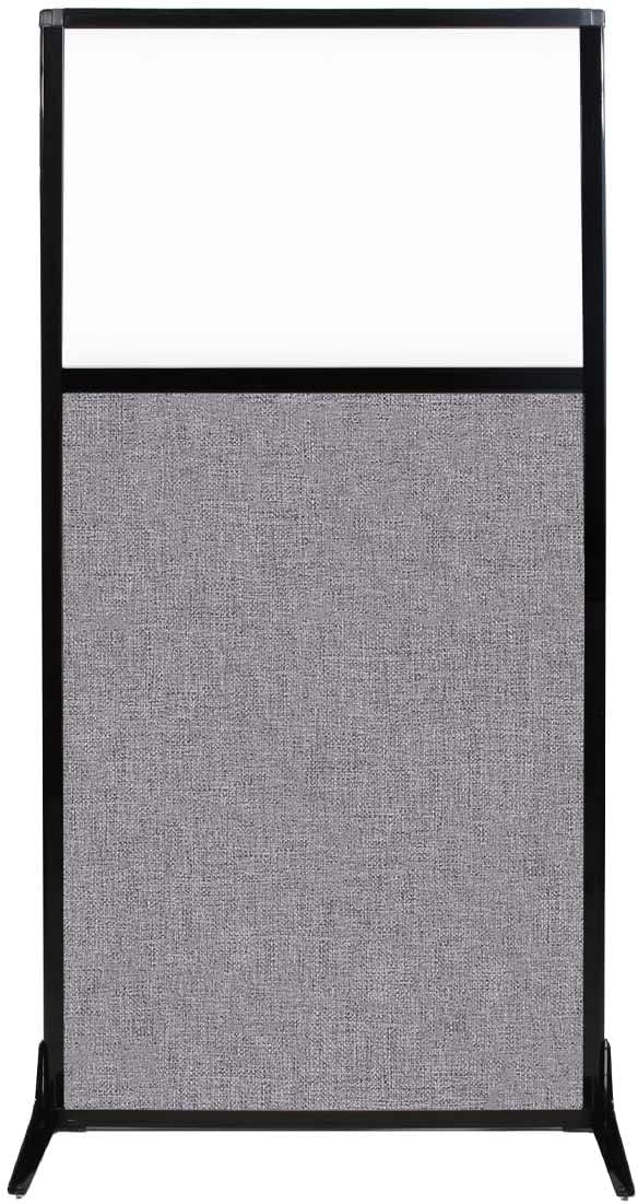 Versare Workstation Partition | Portable Wall Divider | Modern Office Cubicle | Free Standing Privacy Screen | Flexible Work Space | 33" x 70" W/Window, Cloud Gray Fabric Panels