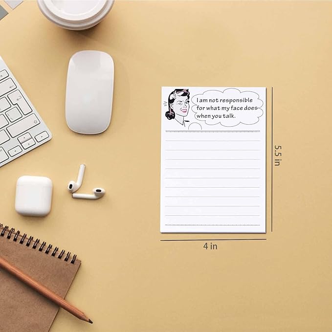DUGUTUL 4 Funny Novelty Memo Pads,4 x 5.5 in(10x14cm),200 sheets,Coworker Gifts for Women,Funny Notepads for Office,Women Office Note Pad,Perfect Novelty gift for Boss,Coworker,Friend or Family(A)