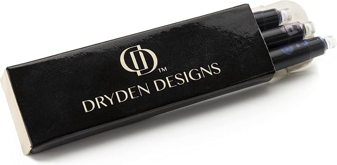Dryden Designs Fountain Pen - Medium Nib and Fine Nib | Includes Luxury Box, 6 Ink Cartridges - 3 Black 3 Blue and Ink Refill Converter - Luscious Pink
