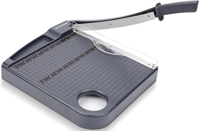 Paper Cutter,Paper Trimmer12" Cutting Length Heavy Duty Guillotine Paper Slicer with Safety Guard and Blade Lock,12 Sheets Capacity,Ideal for Offices,Homes,Printing Shops,Photo Studios (13079GREY)