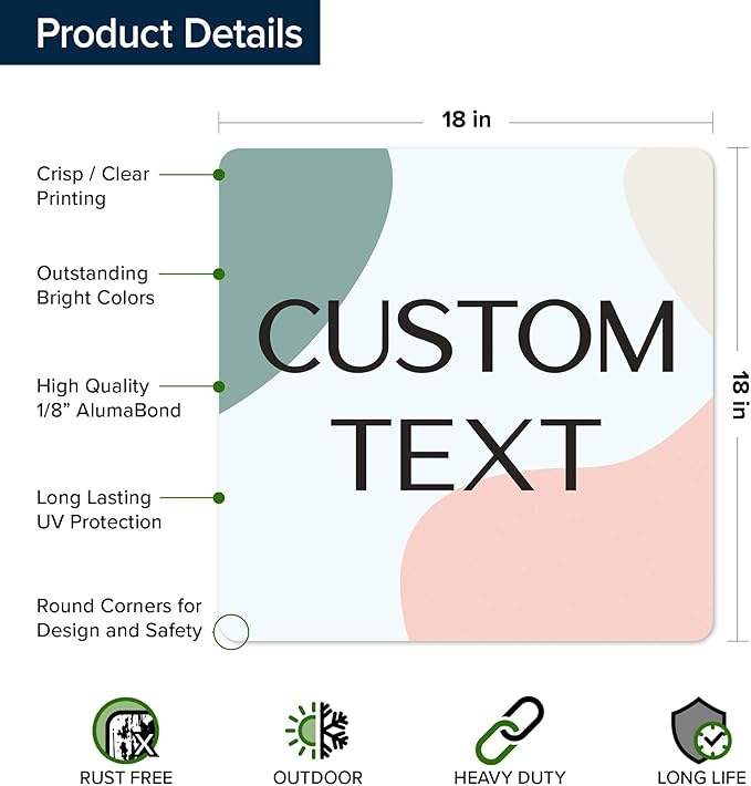 Custom Sign, Custom Street Sign, 11 Font Colors, 13 Font Styles, 4 Hole Options, 22 Sizes, 18x18 Inches, Rust Free DiBound, Fade Resistant, Made in USA by My Sign Center (Minimalist)