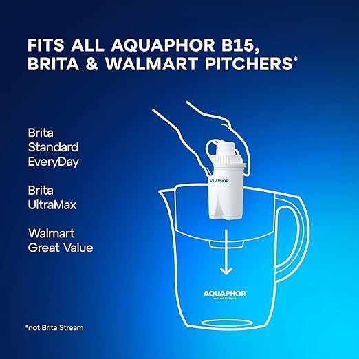 AQUAPHOR 7 Cup Ideal Water Filter Pitcher with 3 x B15 Filter | Reduces Chlorine & Heavy Metals | Fast Flow Water Filtration | BPA-Free & Dishwasher Safe | Improved & Filtered Water | Black