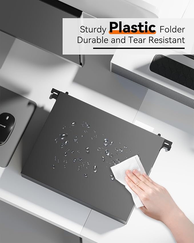 Ansook Plastic Hanging File Folders Letter Size,Upgrade 2" Extra Capacity Expanding Hanging Folders with Tabs,12 Pack Reinforce File Cabinet Folders,Heavy Duty Black Hanging Organizer for Bulky Files