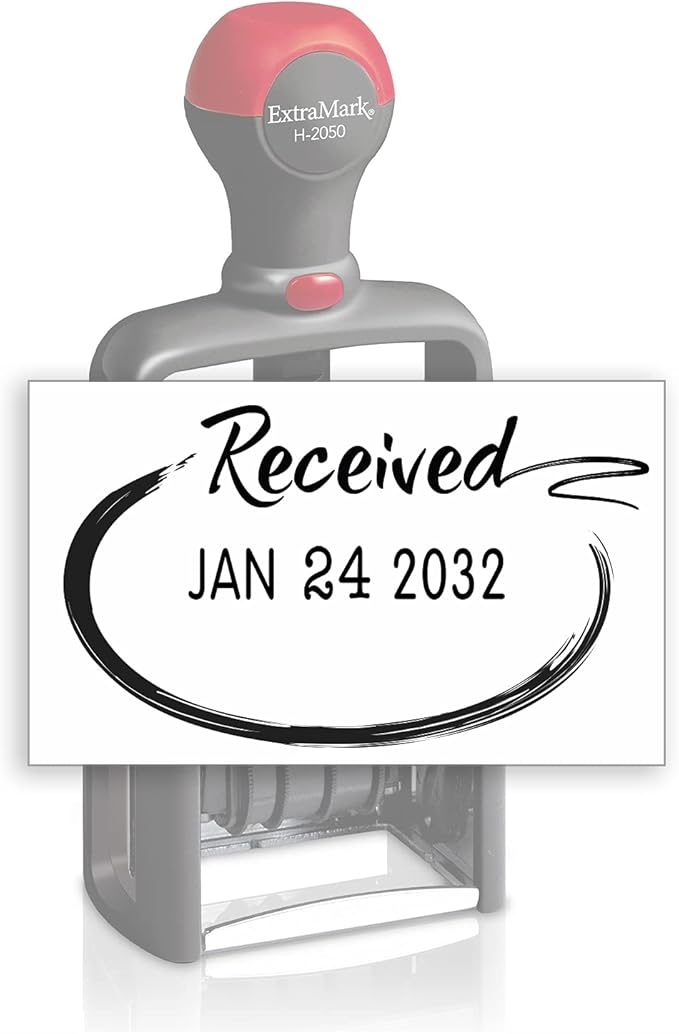 Heavy Duty Style Office Date Stamp with Received - Self Inking Dater - Style C - Black Ink Color