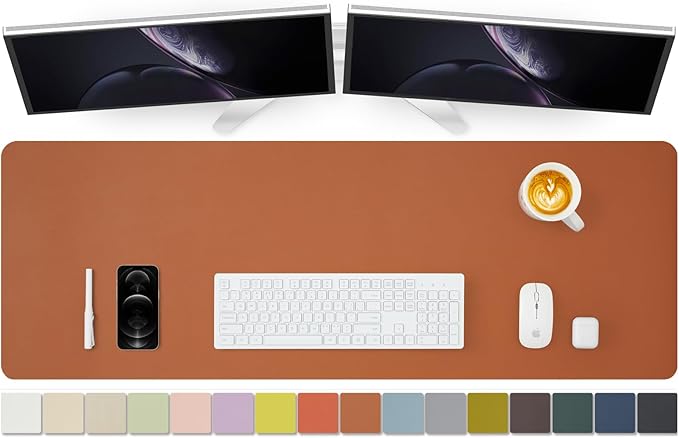 Large Desk Mat - 47.2"x 17" Non-Slip PU Desk Pad for Office and Home - Ideal for Large Mouse Pad and Desk Mats on Top of Desks(Brown)