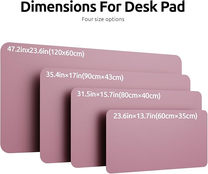 YSAGi Leather Desk Protector, Office Mat, Large Mouse Mat, Non-Slip PU Leather Blotter, Laptop Desk Pad, Waterproof Writing Pad for Office and Home (Pale Mauve, 23.6" x 13.8")