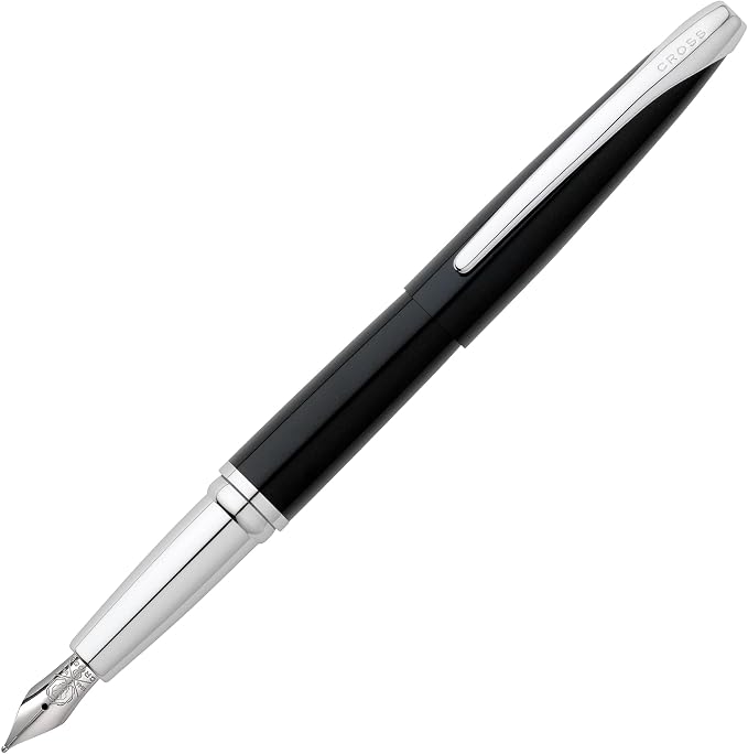 Cross ATX Basalt Black Stainless Steel Fine Nib Fountain Pen - Refillable Pen for Smooth Writing - Black Ink - Comfortable Grip - Long-Lasting - Professional Office Supplies