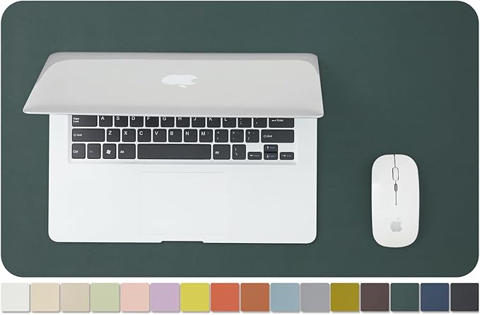 Leather Desk Mat - Small Non-Slip PU Desk Pad for Office and Home - Desk Organization and Accessories - Ideal for Large Mouse Pad and Small Desk Mats on Top of Desks (Dark Green,23.6"x 13.8")