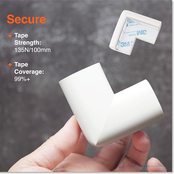 Roving Cove HeftyFit Corner Protector for Baby (16 Large Corners), Heavy-Duty Soft Rubber Foam Furniture Corner Bumper Guards, 3M Adhesive Pre-Taped, Oyster White (Off White)