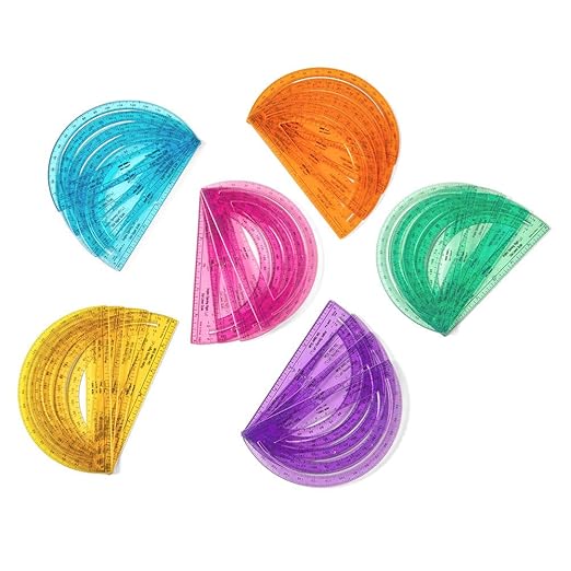hand2mind Safe-T Protractor for Kids, 180 Protractor, Rainbow Plastic Clear Protractor, Kids Safe, Protractor for Geometry, Protractor Math, Protractor Set, Math Classroom Supplies (24 Pack)
