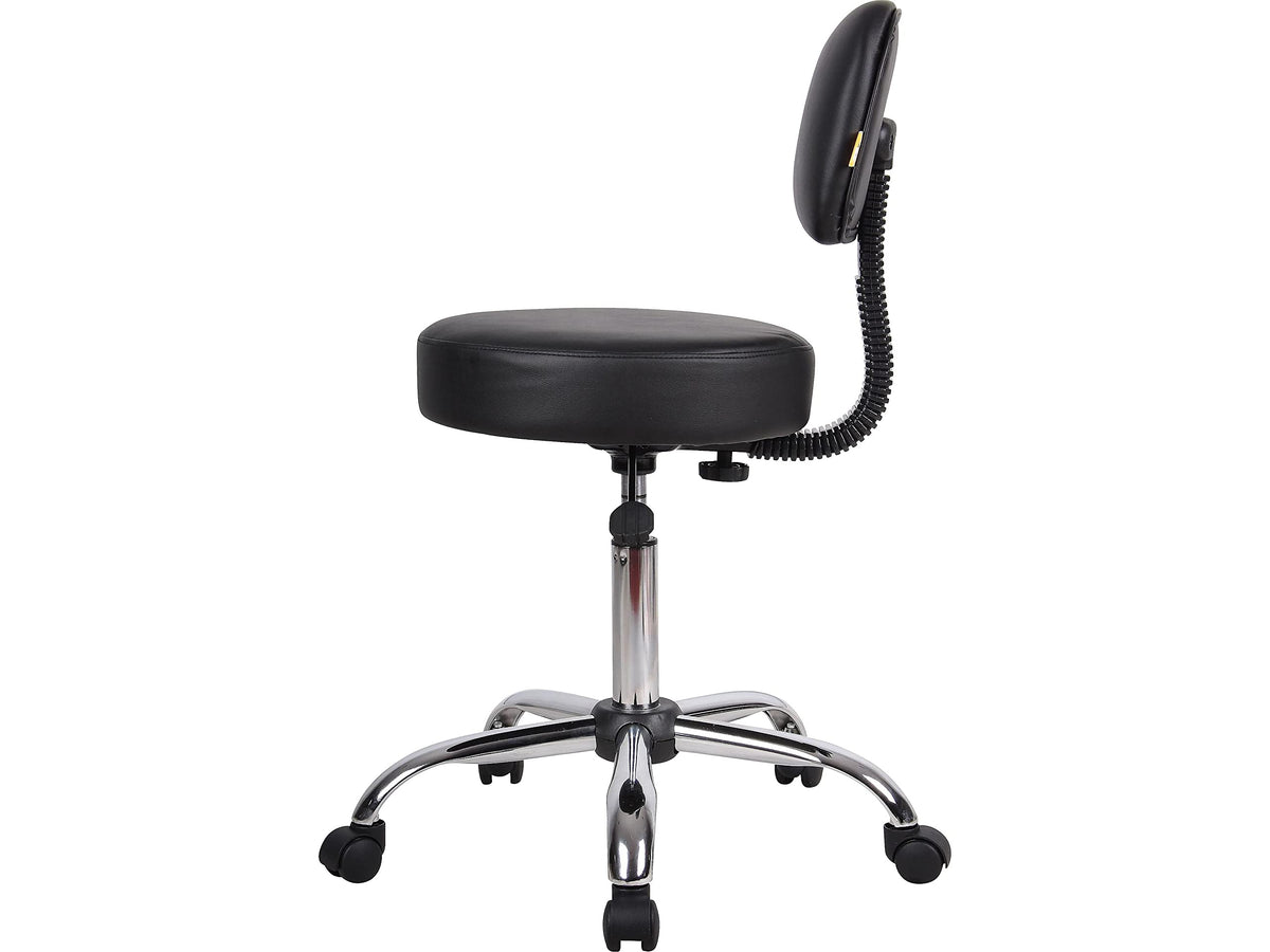B245-BK Be Well Medical Spa Stool with Back, Black