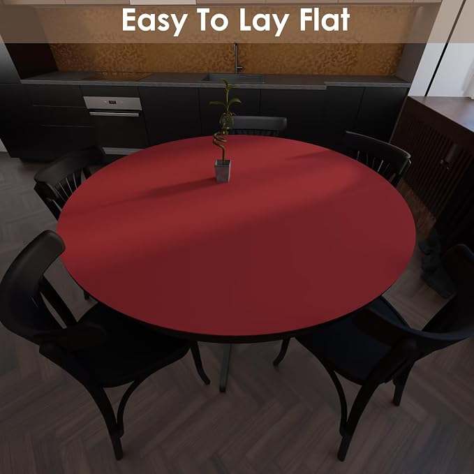 Round Table Cover Protector - Can Be Used On Both Sides Waterproof and Easy to Clean Good Flatness Used for Dining Table(Black+Wine Red Dia.41Inch)