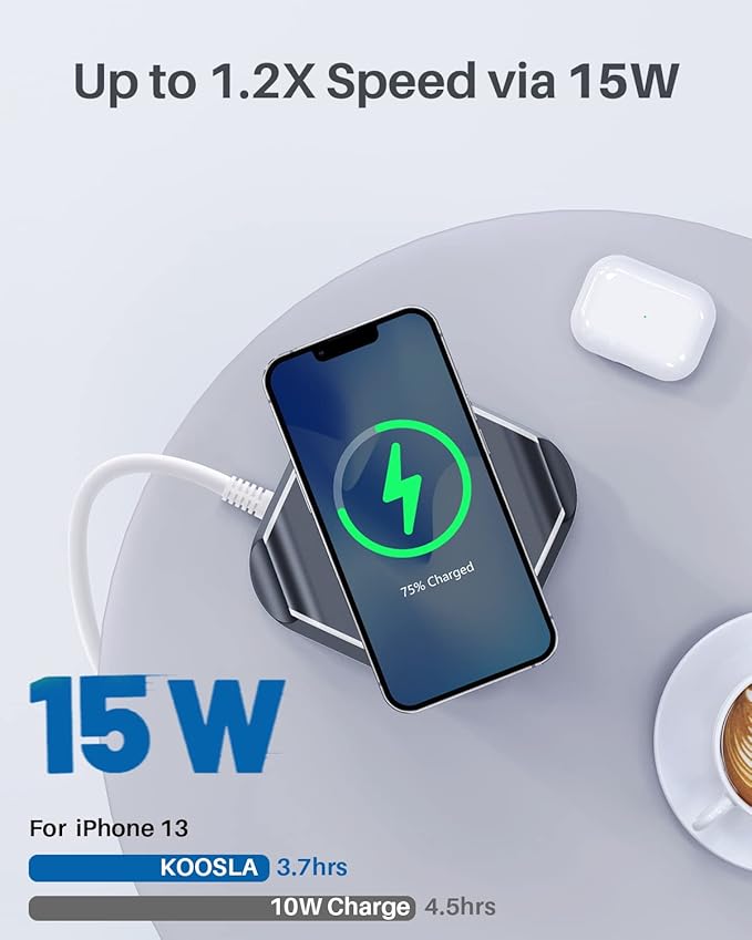 KOOSLA Power Strip Tower, [15W] Wireless Charger Surge Protector - 12 AC Multiple Outlets & 6 USB Ports, 6.5ft Extension Cord Charging Station for Office Supplies, Desk Accessories, Dorm Essentials
