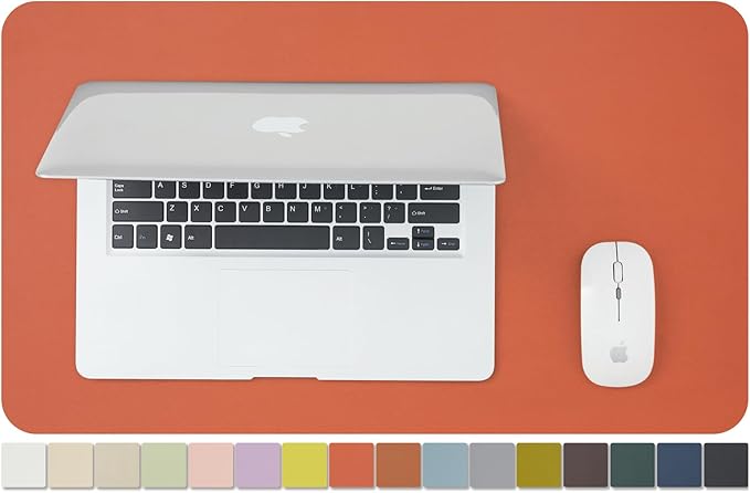 Leather Desk Mat - Small Non-Slip PU Desk Pad for Office and Home - Desk Organization and Accessories - Ideal for Large Mouse Pad and Small Desk Mats on Top of Desks (Orange,23.6"x 13.8")