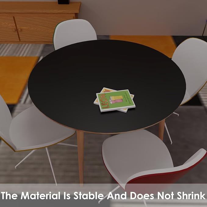 Round Table Mats - Can Be Used On Both Sides Waterproof and Easy to Clean Good Flatness Used for Dining Table(Black+Black Dia.46Inch)