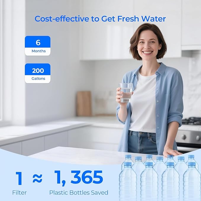 TEEHAY WF3CB Refrigerator Water Filter, Compatible with Frigidaire PureSource3, 242086201, PS3412266, Frigidaire FFSS2625TS, FFHS2611LB, FFHS2611PF, FFSS2615TS, LFSS2612TP, FGUS2642LF, 2 Pack