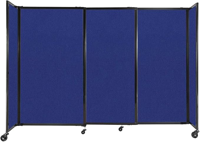 Versare Straightwall Sliding Portable Wall Partition | Freestanding Office Dividers | Locking Wheels | Temporary Room Separator | 7'2'' Wide x 5' Tall Royal Blue Fabric Panels