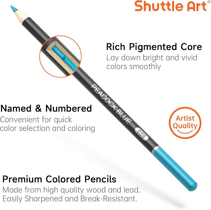 Shuttle Art 36 Colored Pencils, Seascape Themed Colored Pencils for Adult, Soft Core Color Pencils, Coloring Pencils for Adults Kids Artists Beginners Drawing Coloring Sketching