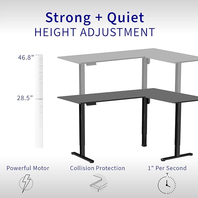 VIVO Electric Corner 84 x 63 inch L-Shaped Standing Desk, Memory Height Adjustment, Light Wood Top Black Frame, DESK-E3CTBC-84