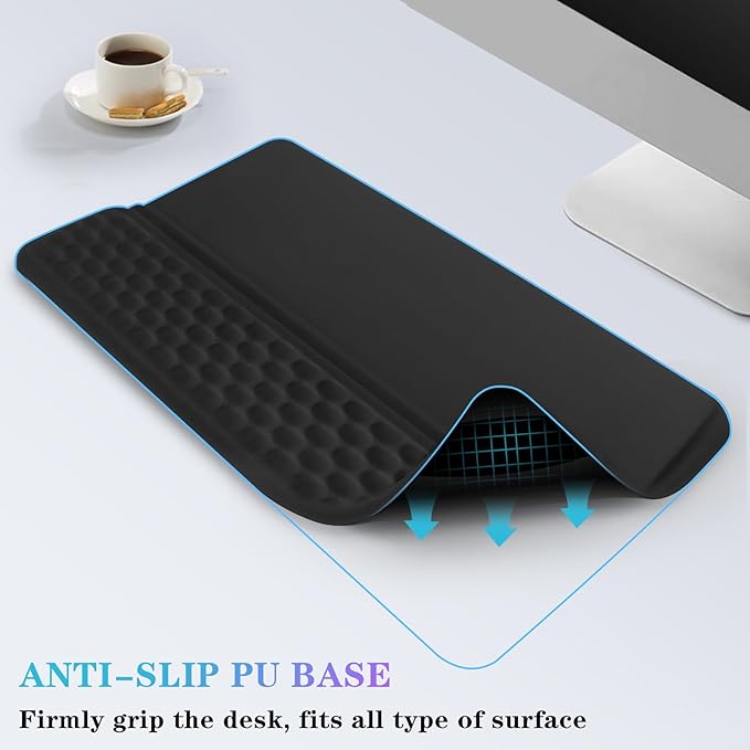 Computer Keyboard Stand with Wrist Rest, Ergonomic Tilted Keyboard Holder - Keyboard Riser with Wrist Pad - Keyboard Tray Support for Office Home - Black