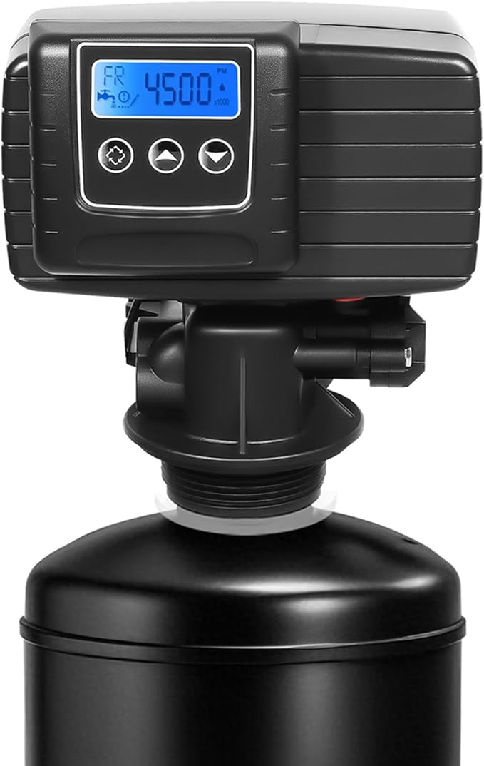 Water Softener Control Head,110V 3W Timer Water Softener Control Valve Backwash Head, 5600xstst Digital Control Valve Water Softener Head Replacement For Filter Resin Tanks, Black