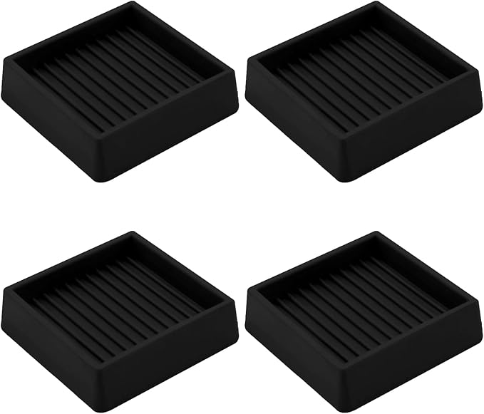 VOCOMO 2X2 Rubber Caster Cups, Non Slip Furniture Pads, Anti-Slip Furniture Gripper, Anti Skid Furnitures Feet, Anti Slide Floor Protector for Bed Couch Table Chair Stoppers - 4 Pack, Black