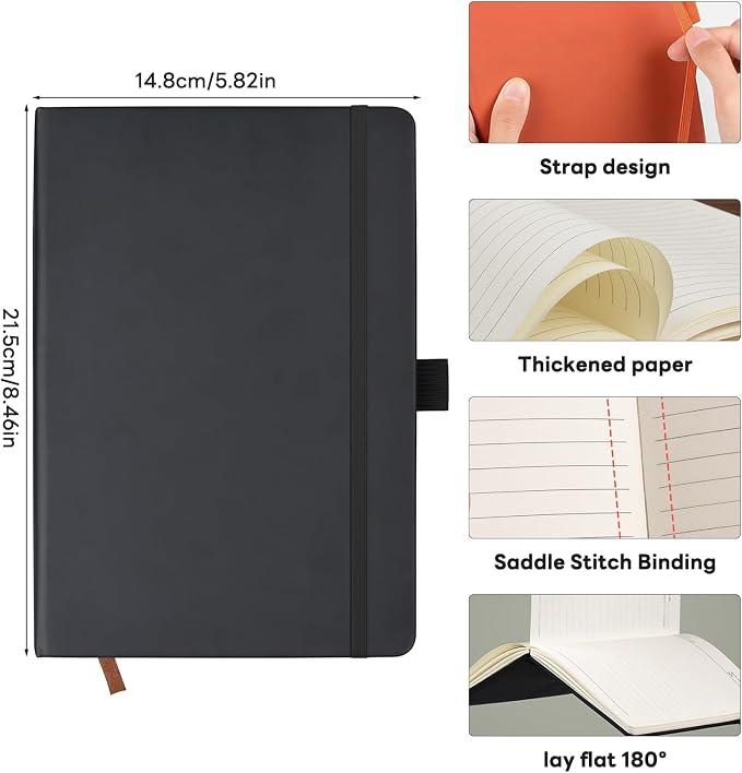 Customizable Personalized Notebook | Custom Logo, Text & Image A5 Journal Notebook | 200 Lined Pages 8.5" x 5.8" | Daily Writing Journal for Office, Students & Gift Giving, DarkCoffee
