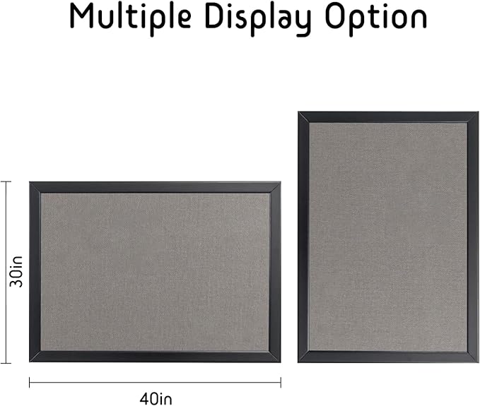 Gideal Bulletin Board 40x30 Inch, Cork Board with Grey Fabric and Pine Wood Frame, Cork Boards for Walls, Wall Mounted Fabric Notice Board for Home Office School, Vision Board and Message Organizer
