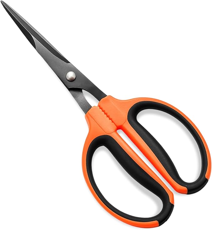 GROWNEER 1 Packs Trimming Scissors Teflon Coated Non Stick Blades Pruning Shears Gardening Hand Pruning Snips with Straight Stainless Steel Precision Blade